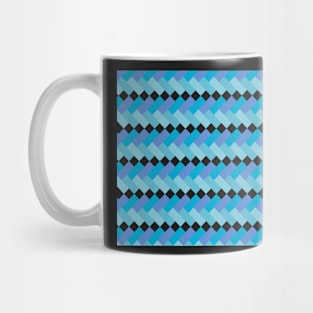 Blue tones geometric abstract zigzags with white diamonds Mug